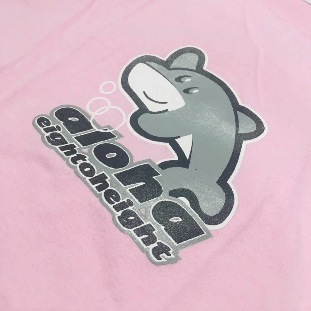 Gildan Kids Girls Pink Aloha Grey Dolphin Short Sleeve T-Shirt Top